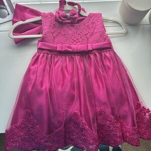 Toddler Baby Girl Embroidered Tutu Ball Gown Lace Dresses with Headwear